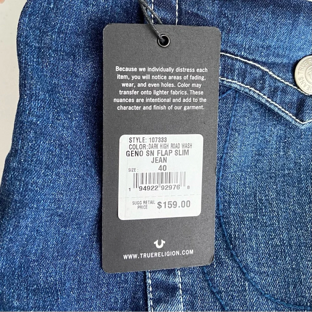 True‎ Religion Geno Jeans Men’s 40x 32 Blue Relaxed Slim Denim